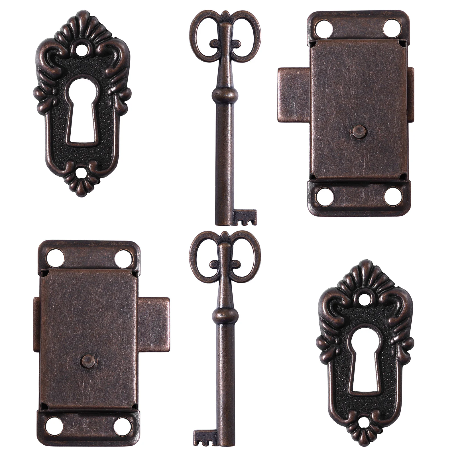 

2Pcs Decorative Cabinet Locks Retro Red Bronze Furniture Locks for Jewelry Box Toolbox Wooden Box Latches