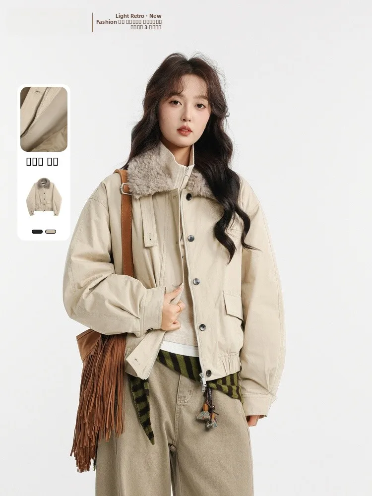 

Женская короткая стеганая куртка-пуховик с меховым воротником, теплая повседневная свободная зимняя верхняя одежда Memory's Start Point