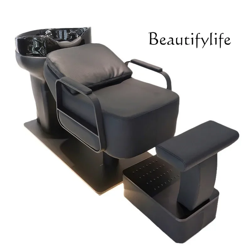 Barber shop special semi-reclining shampoo bed multi-functional porcelain deep basin flushing bed