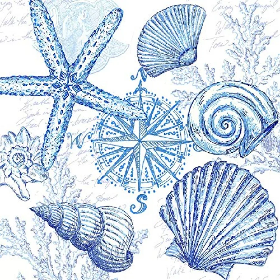 

Posterazzi PDXRB13580TSLARGE Coastal Sketchbook Shell Toss с фотопринтом, 24 x 24, разноцветный