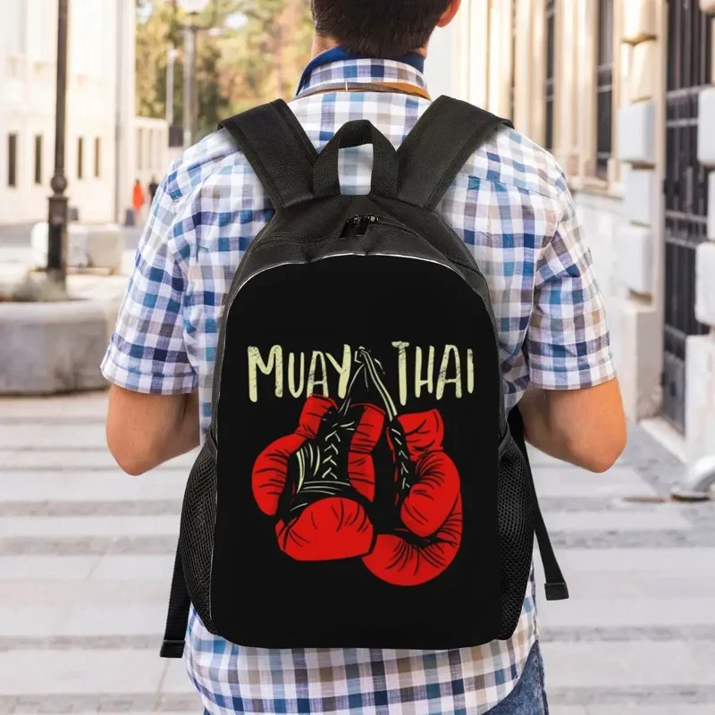 Muay Thai Gloves Travel Backpack Men Women School Computer Bookbag Thailand Boxing Fighter College Student Daypack Bags