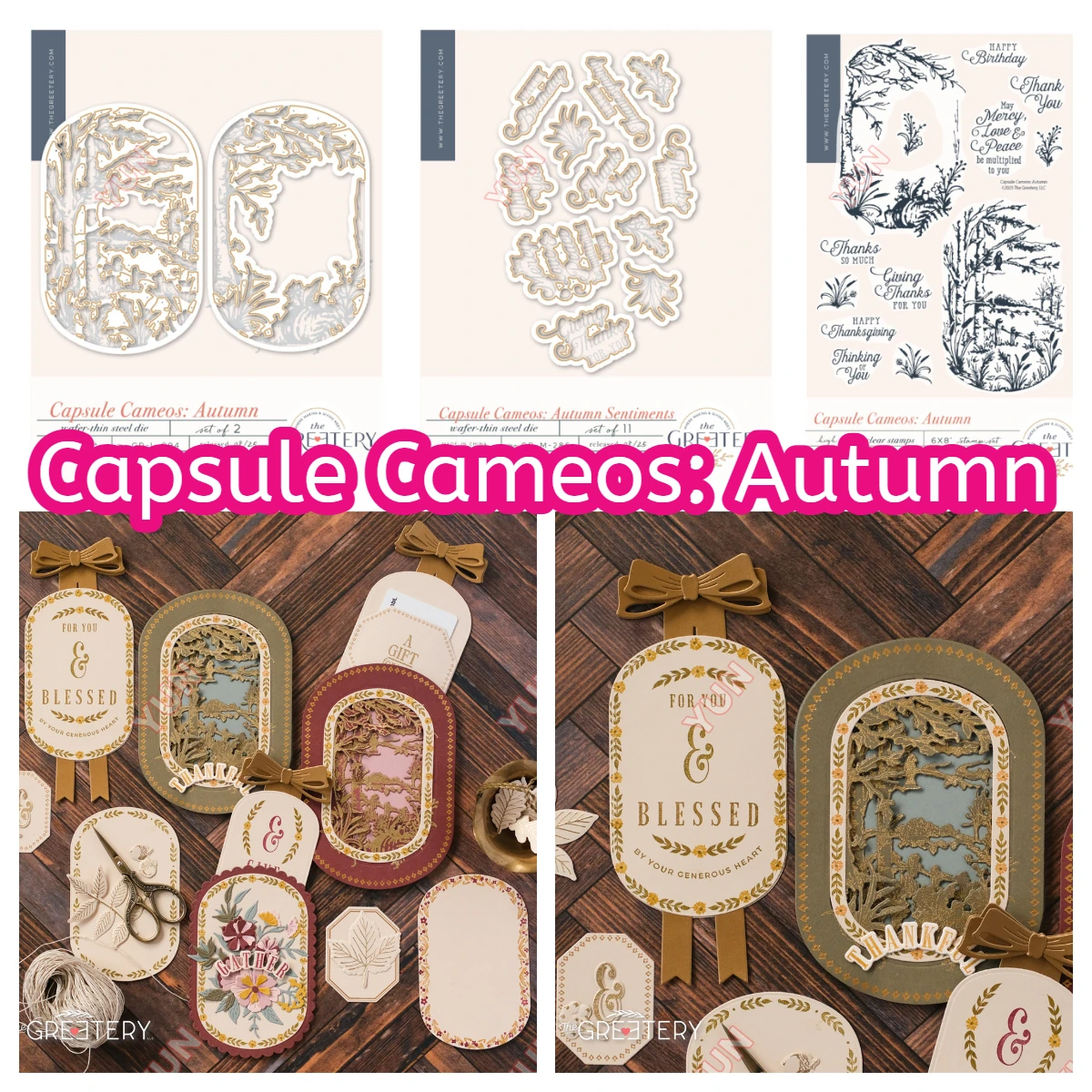 

2025 New capsule Cameos: Autumn Emotion Greetery Dies Stamp Stencils Set DIY Scrapbooking Holiday Christmas Card Craft Embossing