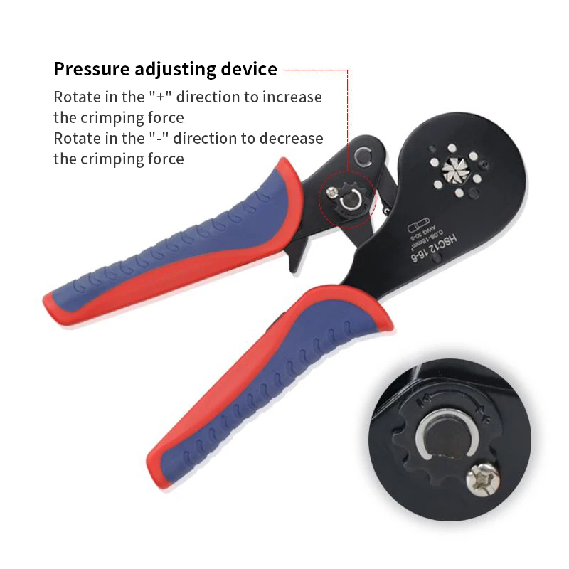 أداة العقص الطويق HSC12 16-6 كماشة صغيرة طرفية أنبوبية لمحطات كبيرة الحجم المشابك الكهربائية 0.08-16mm2/30-5AWG