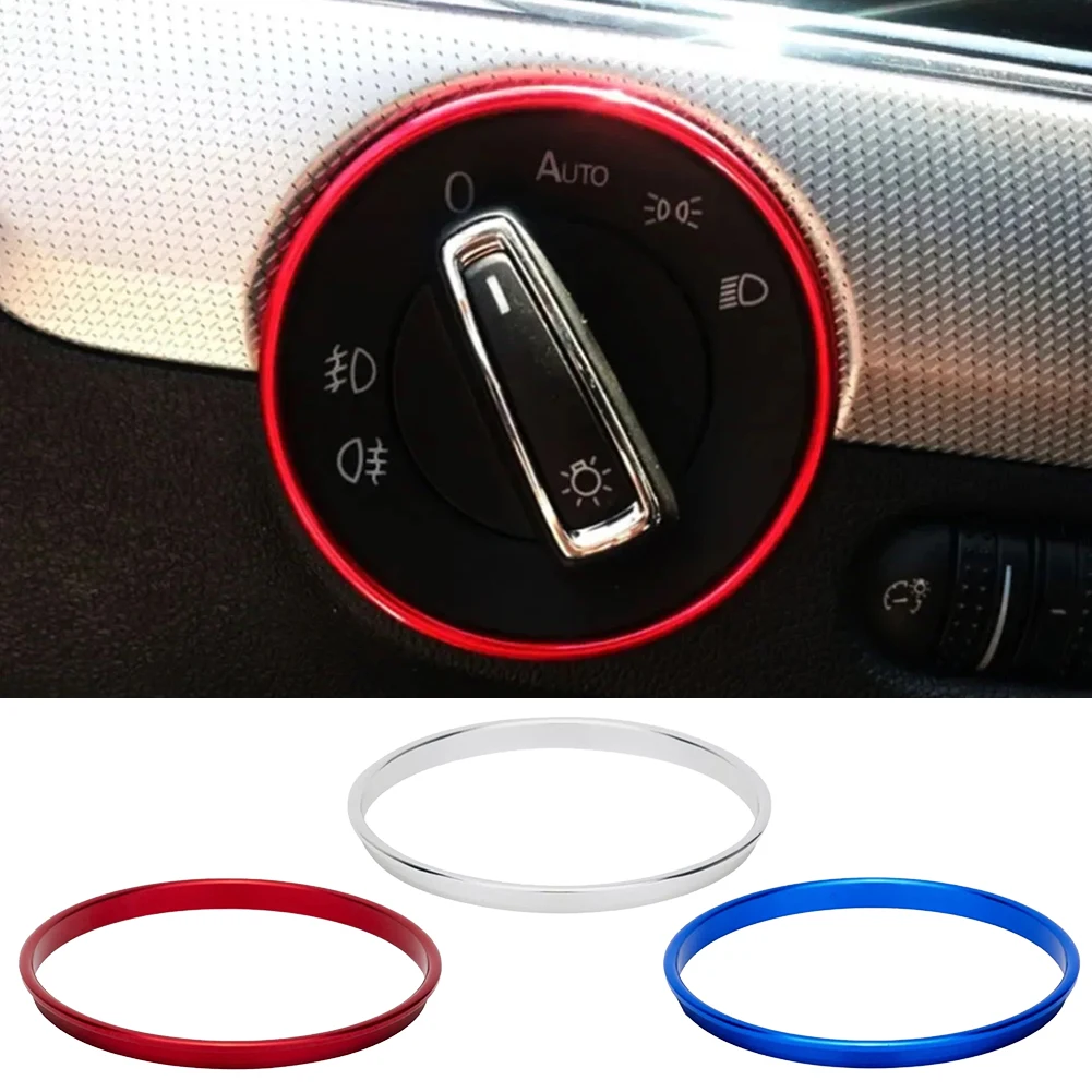 Car Interior Headlight Knob Switch Trim Ring For Golf MK5 MK6 For Passat B6 B7 CC For Touran For Tiguan Interior Mouldings