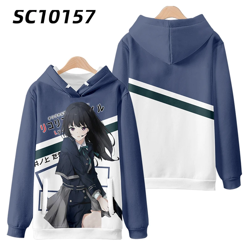 Anime Lycoris Giật Kurumi Áo Hoodie Nam Nữ Bông Tai Kẹp Áo Dạo Phố Hip Hop Chui Đầu Có Mũ Áo Khoác Áo Khoác Ngoài