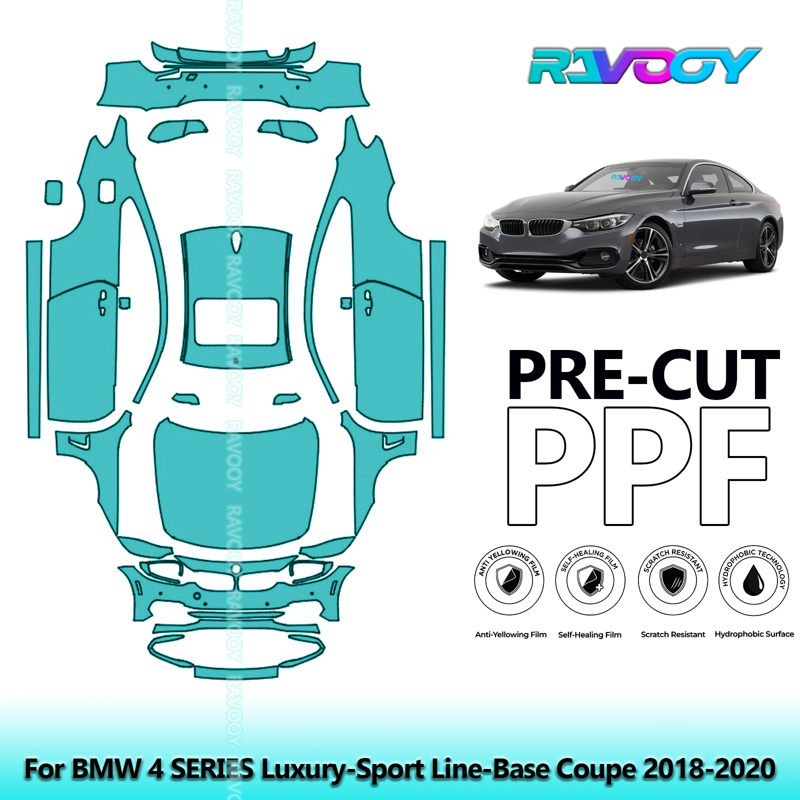

Precut PPF Paint Protection Film Full Vehicle For BMW 4 SERIES Luxury-Sport Line-Base Coupe 2018-2020