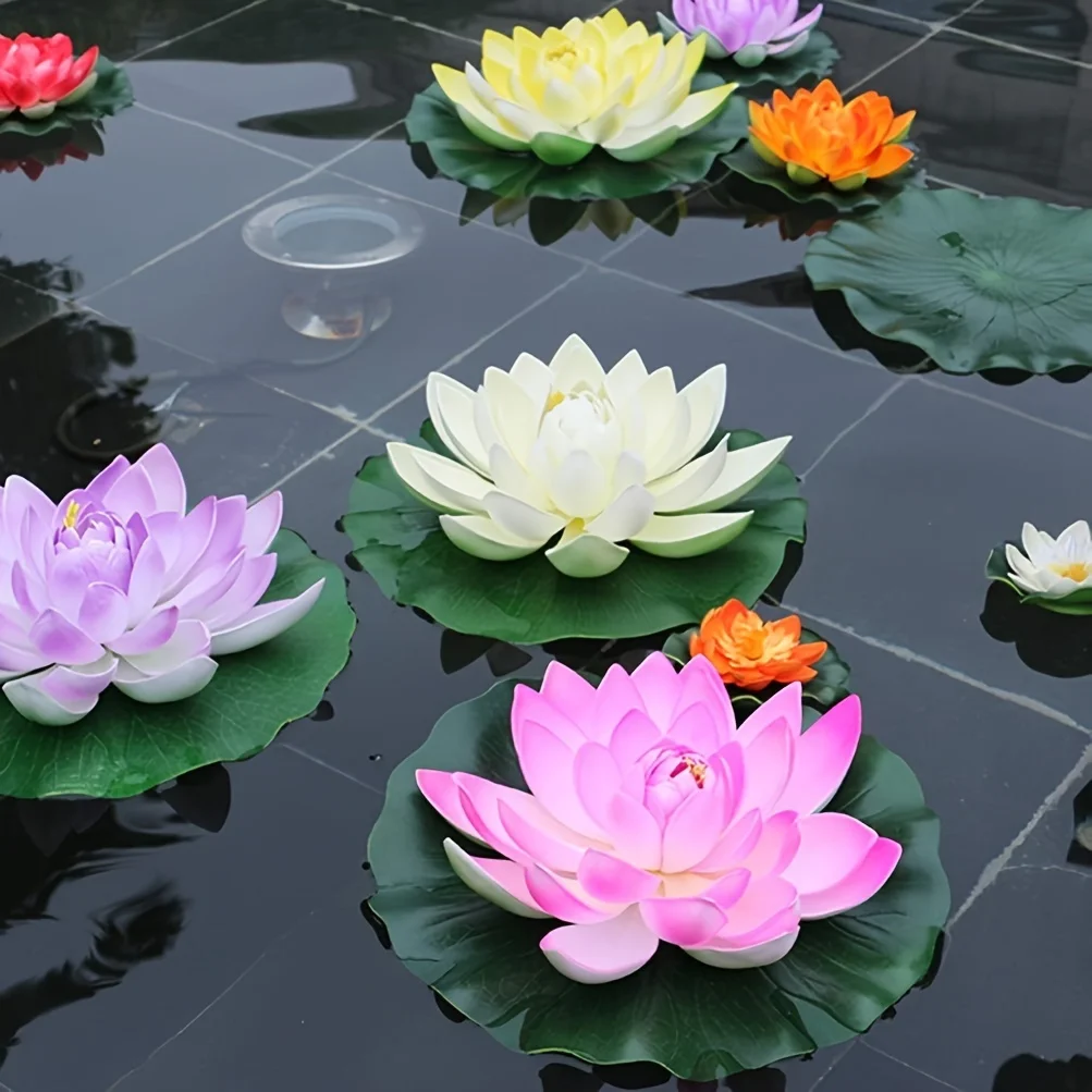 Lotus Artificial Lotus, Floating Foam Pond Plant, Suitable for Aquariums, Aquariums, Swimming Pools, Pond Landscaping Decoration