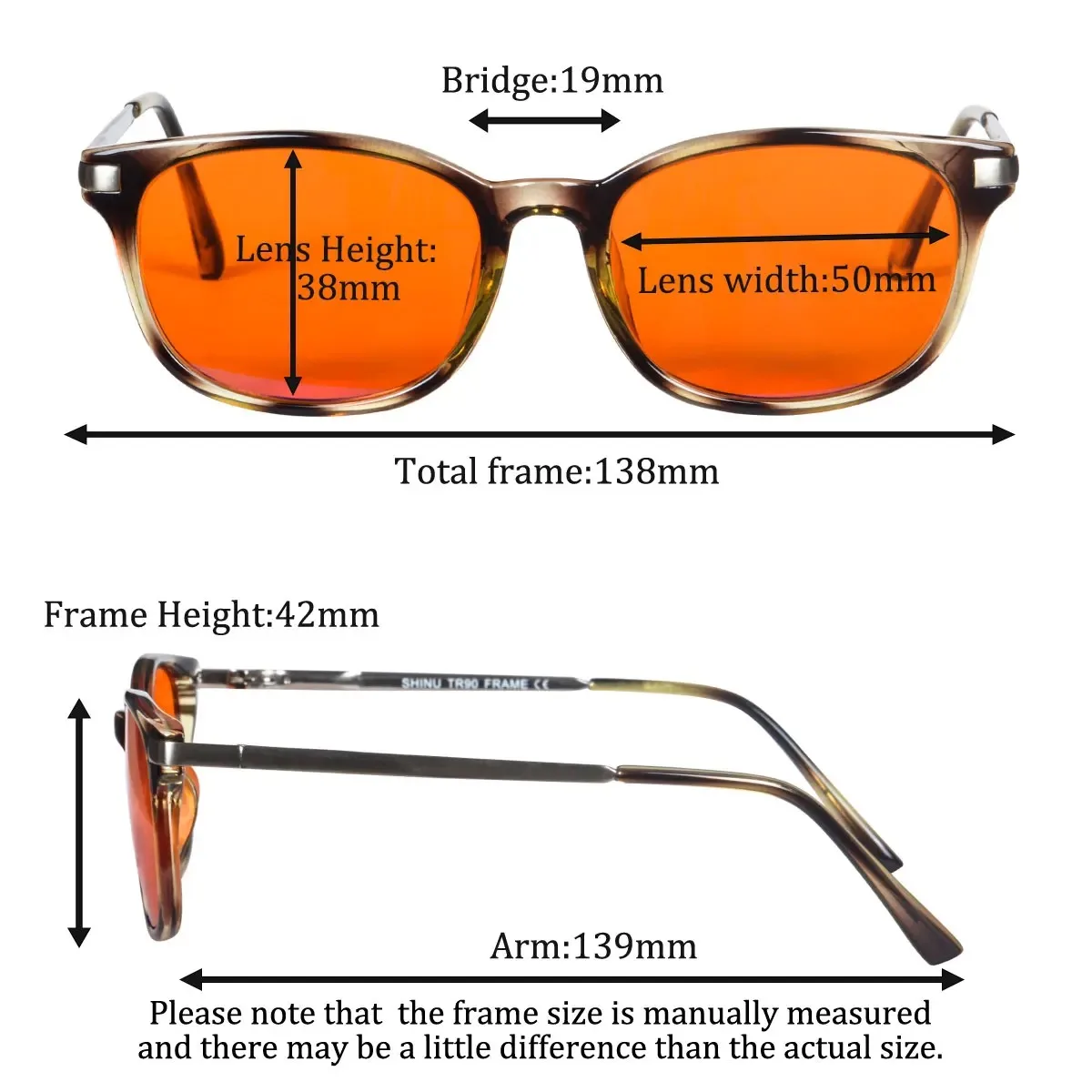 SHINU Computer glasses man blue light glasses Dyed custom Orange lenses Computer Lenses Light Blocking for gaming eyeglasses