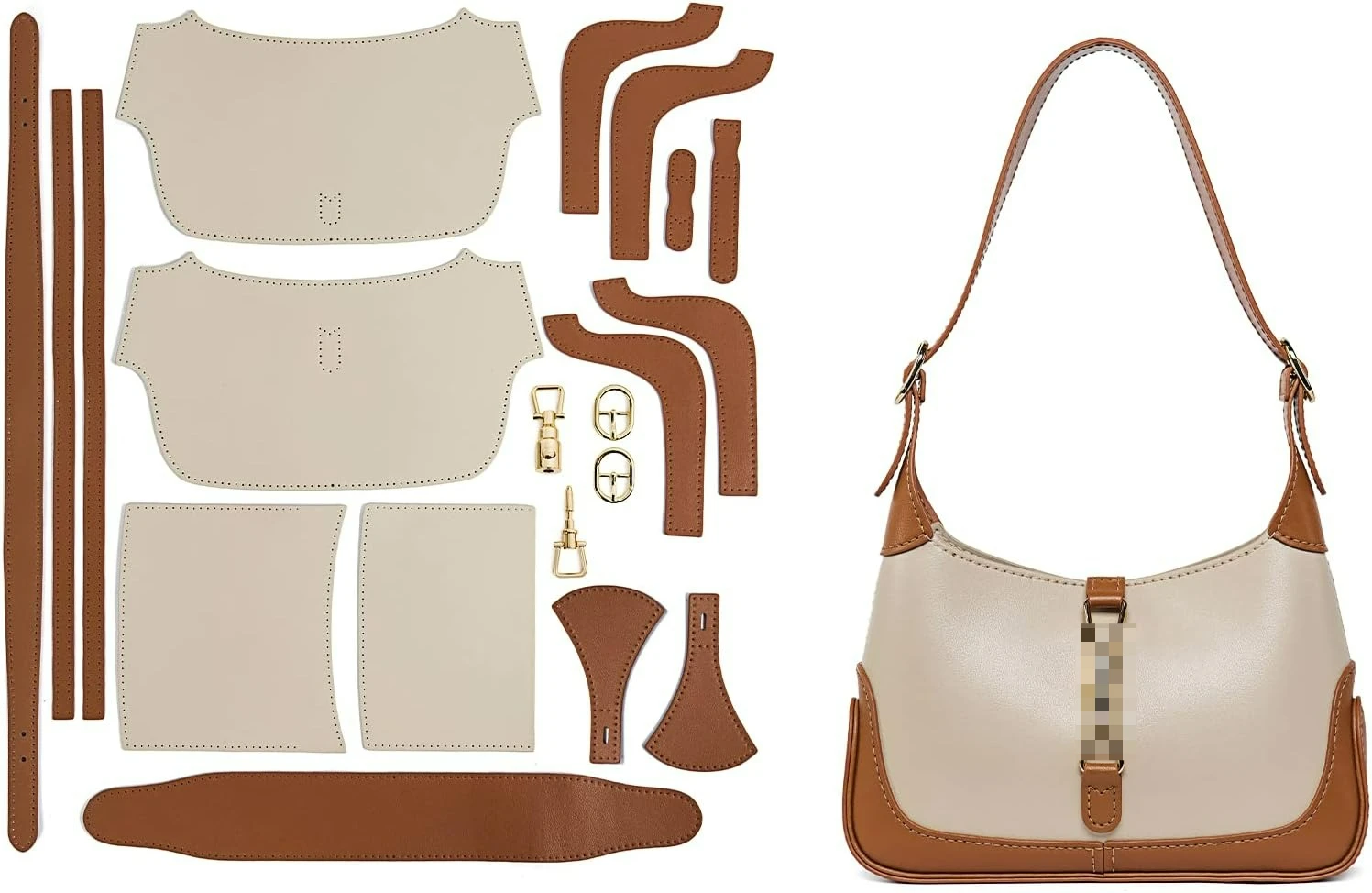 

Genuine Cow Leather Bag Kit for Women, DIY Shoulder Bag with Sewing Kits for Adults, Leather Kit for Personalized Gifts