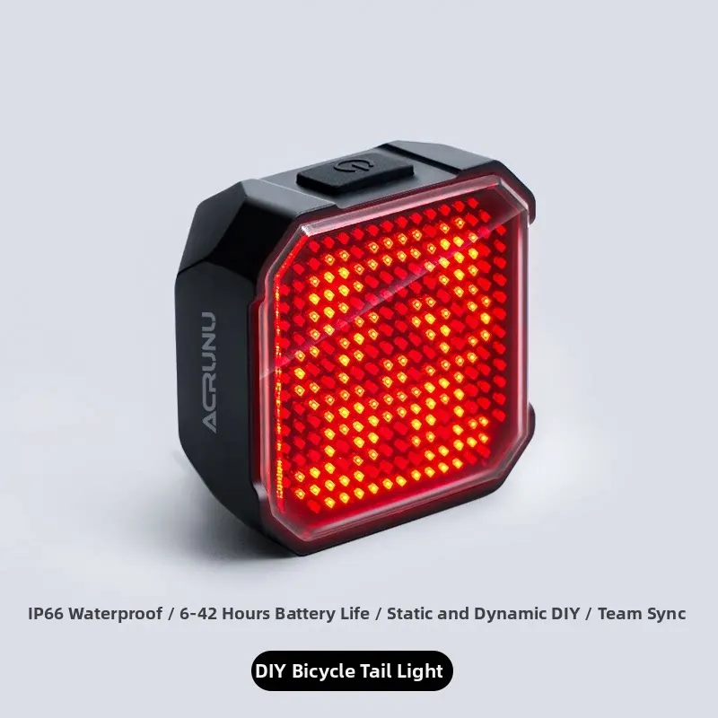 DIY Custom Pattern Synchronized Bike Taillight Smart Brake Induction LED Warning Lamp For Mountain Road Bike Night Riding Gear