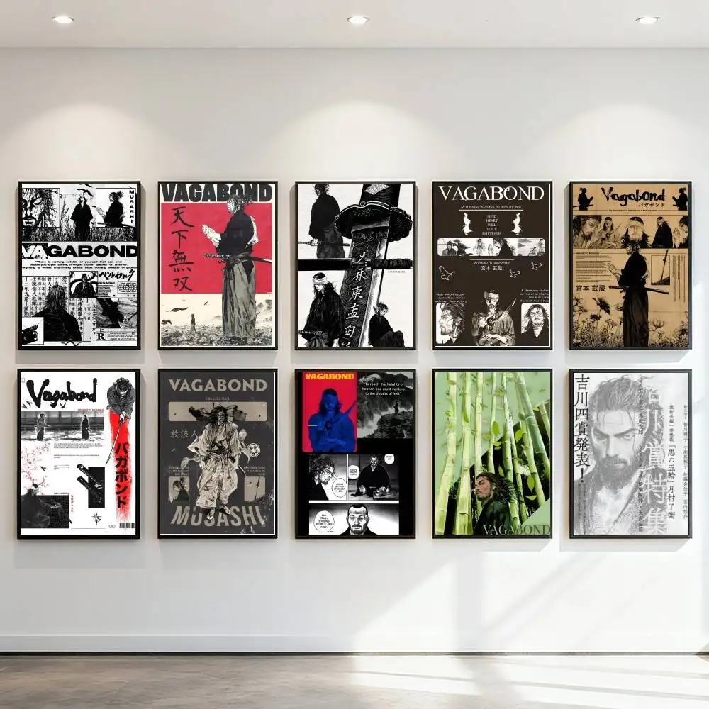 Japanese Anime Vintage Manga Miyamoto Musashi Vagabond Bushido Warrior Poster Art Print Anime Style Decor Perfect Room Decor