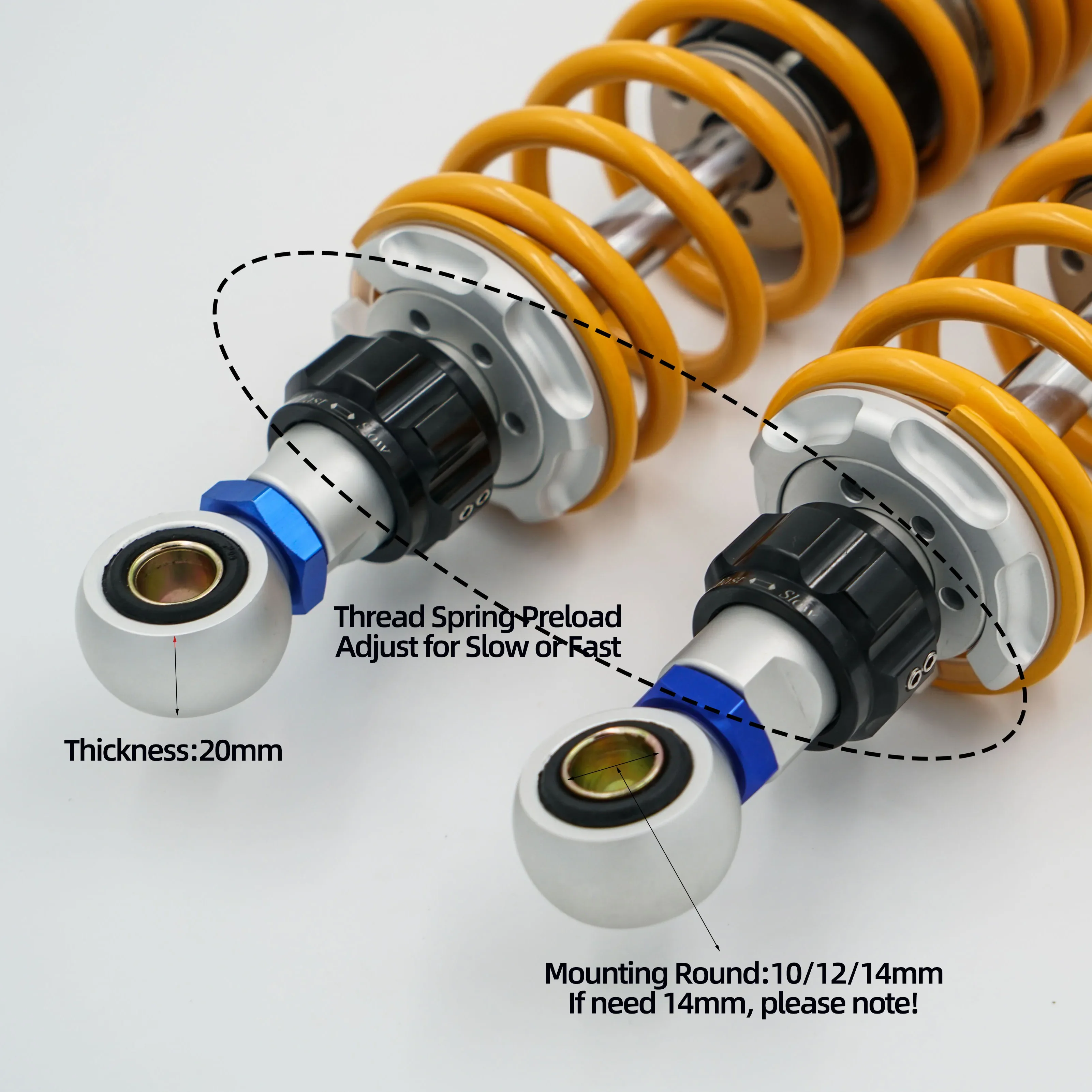 Universal rear shocks for Yamaha GT150 / Longjia XDV 250/300 / Honda NS150LA / CGX150 / CG125 / CM125 / GN125/ AE4/AE5i/AE8 - view 2