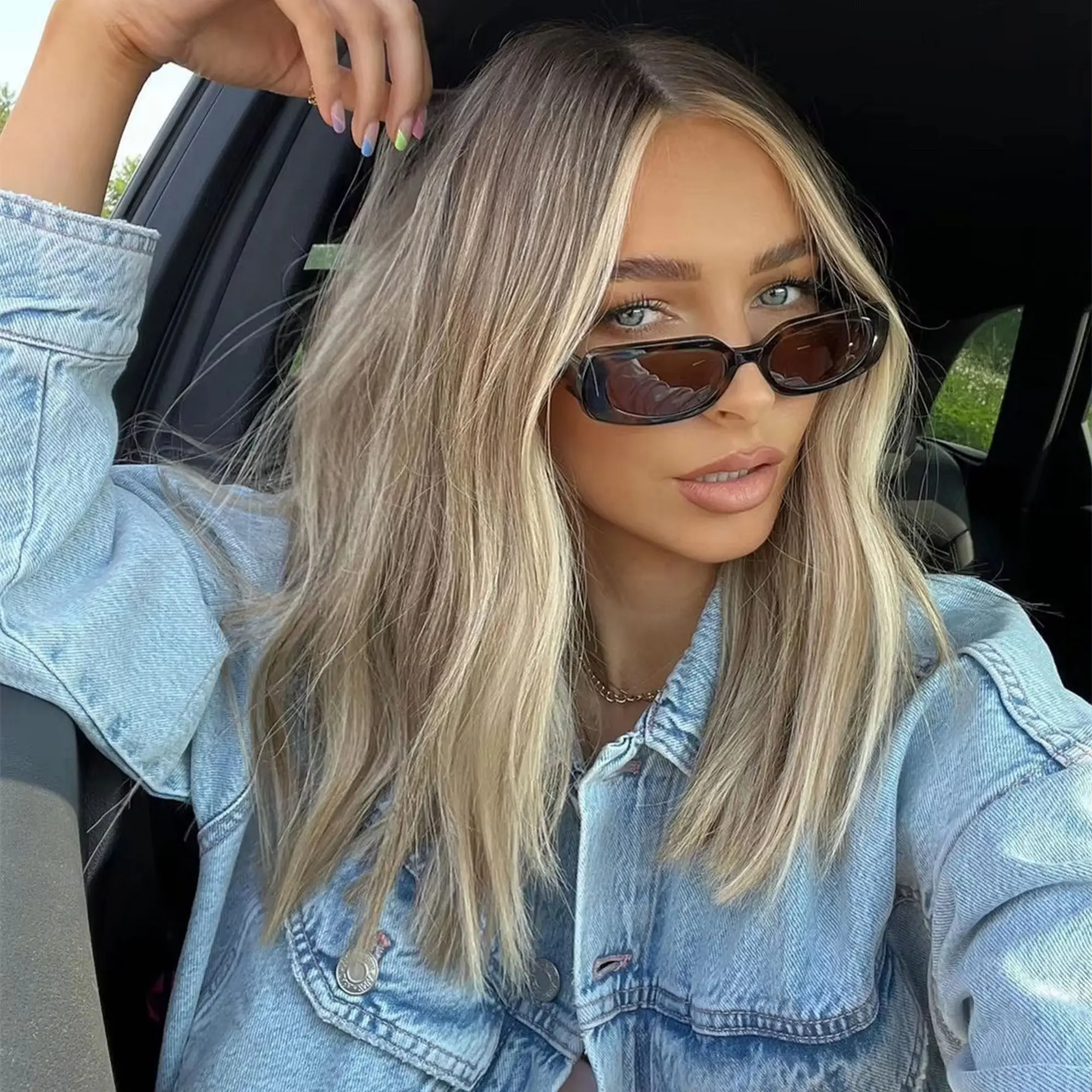 تسليط الضوء على الرماد شقراء فوتورا شعر مستعار جذور داكنة موجة فضفاضة الاصطناعية الدانتيل شعر مستعار أمامي مظهر واقعي شعري غلويليس شعر مستعار ارتداء اليومي