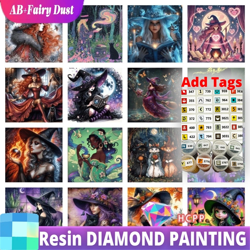 AB Fairy Dust Comes with DMC stickers Diamond Painting Kit 5D DIY Gothic Style Beautiful Witch Fairy Tale Diamond Embroidery Han