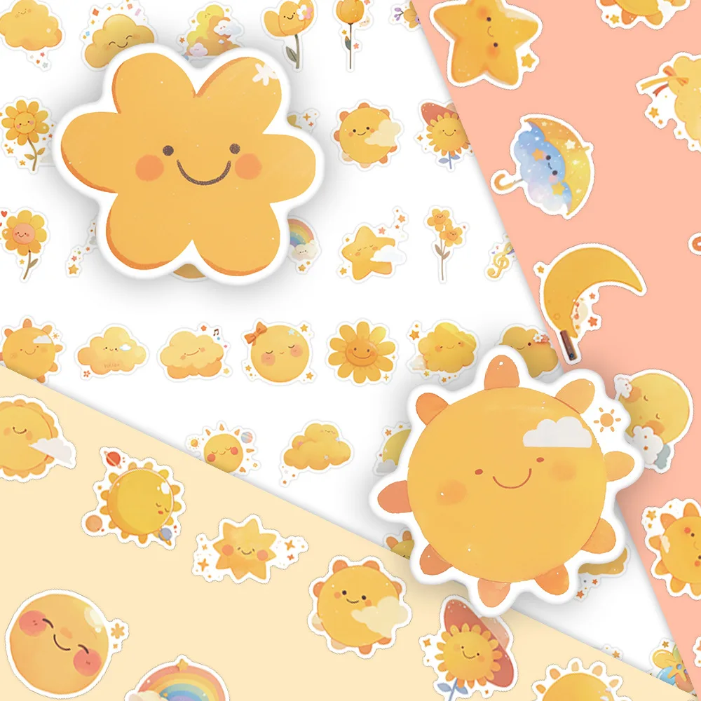 

60PCS Cute Style Sun Cartoon Stickers Kawaii Cartoon Decal Laptop Phone Guitar Fridge Helmet Waterproof Sticker Classic Kid Toys