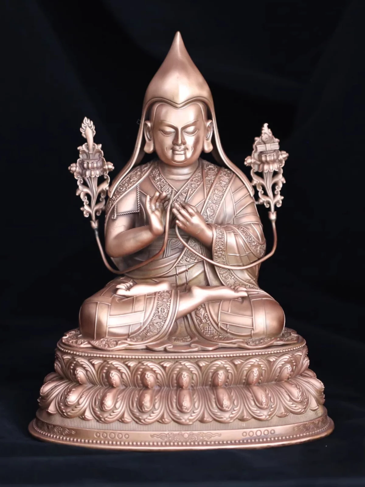 

Tibetan Buddha statue, Kaba 7-inch 3-inch red copper ornament, dedicated to craftsmen at home