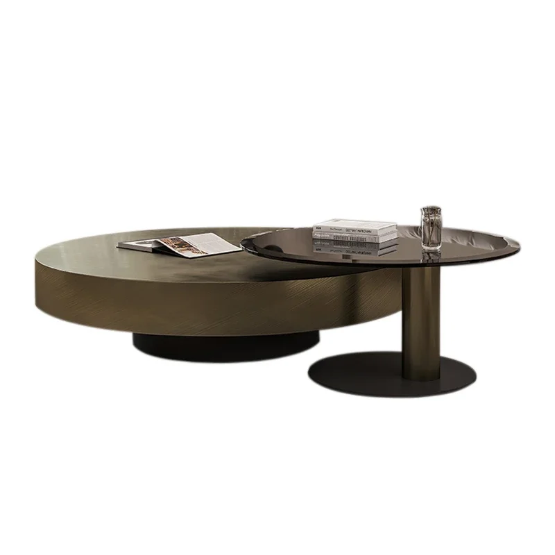 

FG17Italian minimalist high-end round few bronze light luxury round brushed stainless steel coffee table