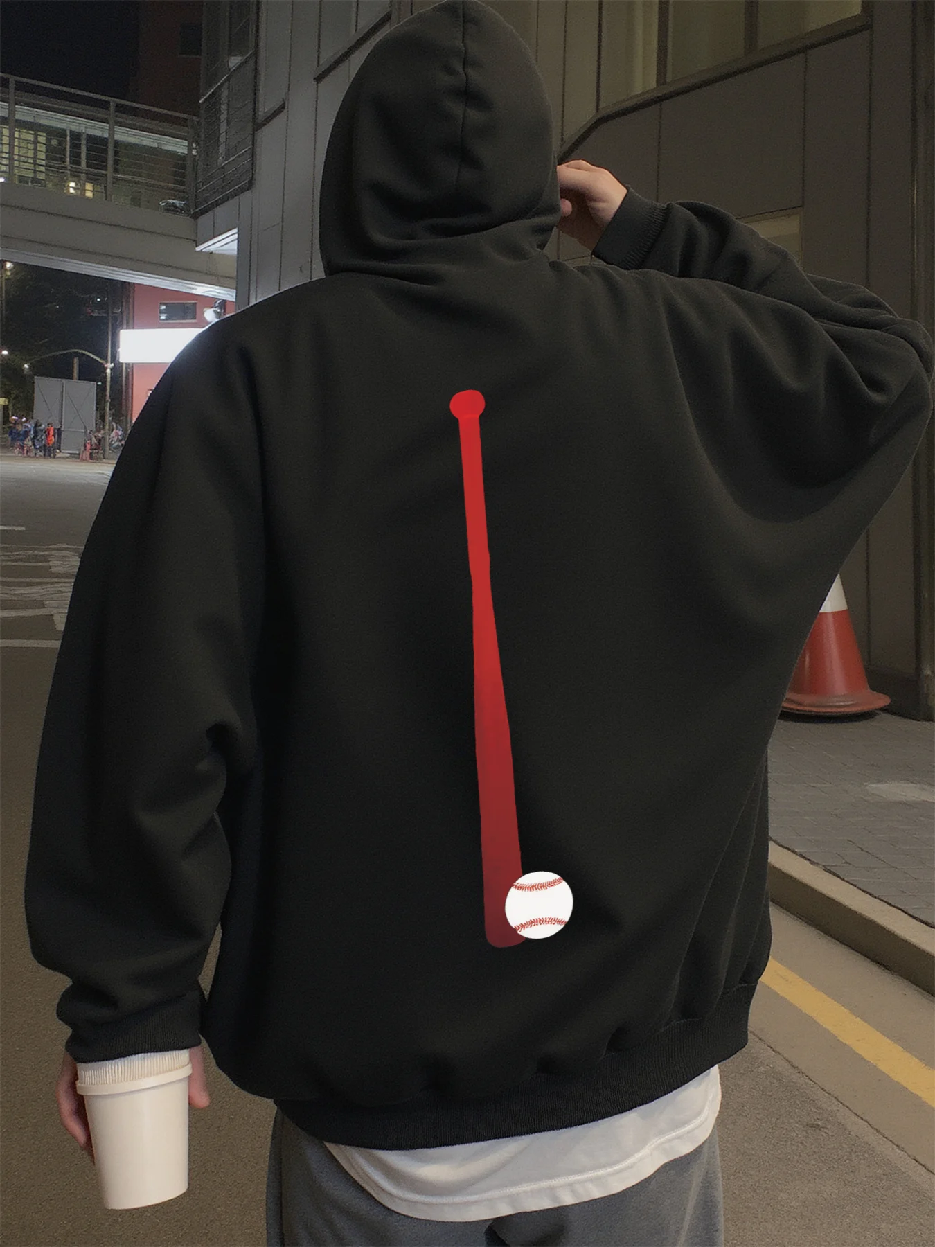 Hoodie for Men, Streetwear, Red Baseball Bat Design Pattern Graphic Hoodies for Men, Suitable for Wearing in Spring, Autumn, and Winter Sweatshirt