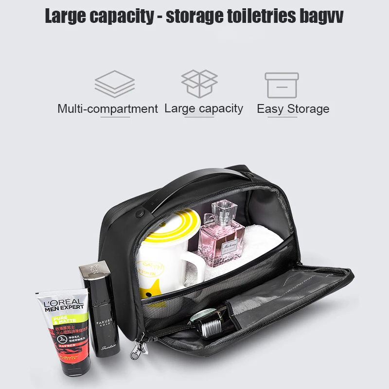 BANGE Men Toiletry Bag Travel Ladies Cosmetic Bag Toiletries Organizer Waterproof Makeup Storage Bry and Wet Separation Handbag