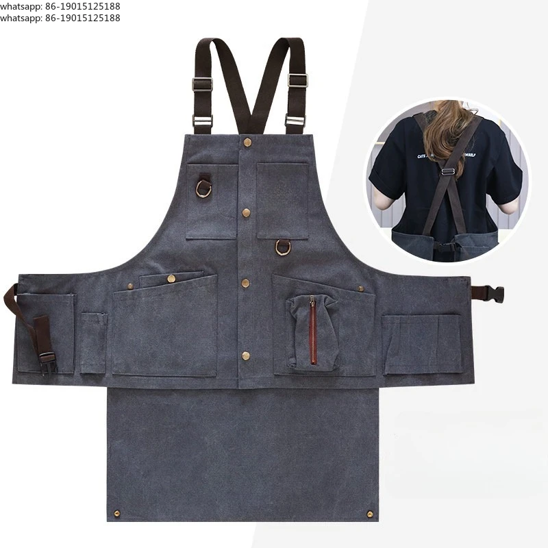 

Фартук ручной работы из плотного холста для механиков, износостойкий, многофункциональный, с карманами, в американском стиле