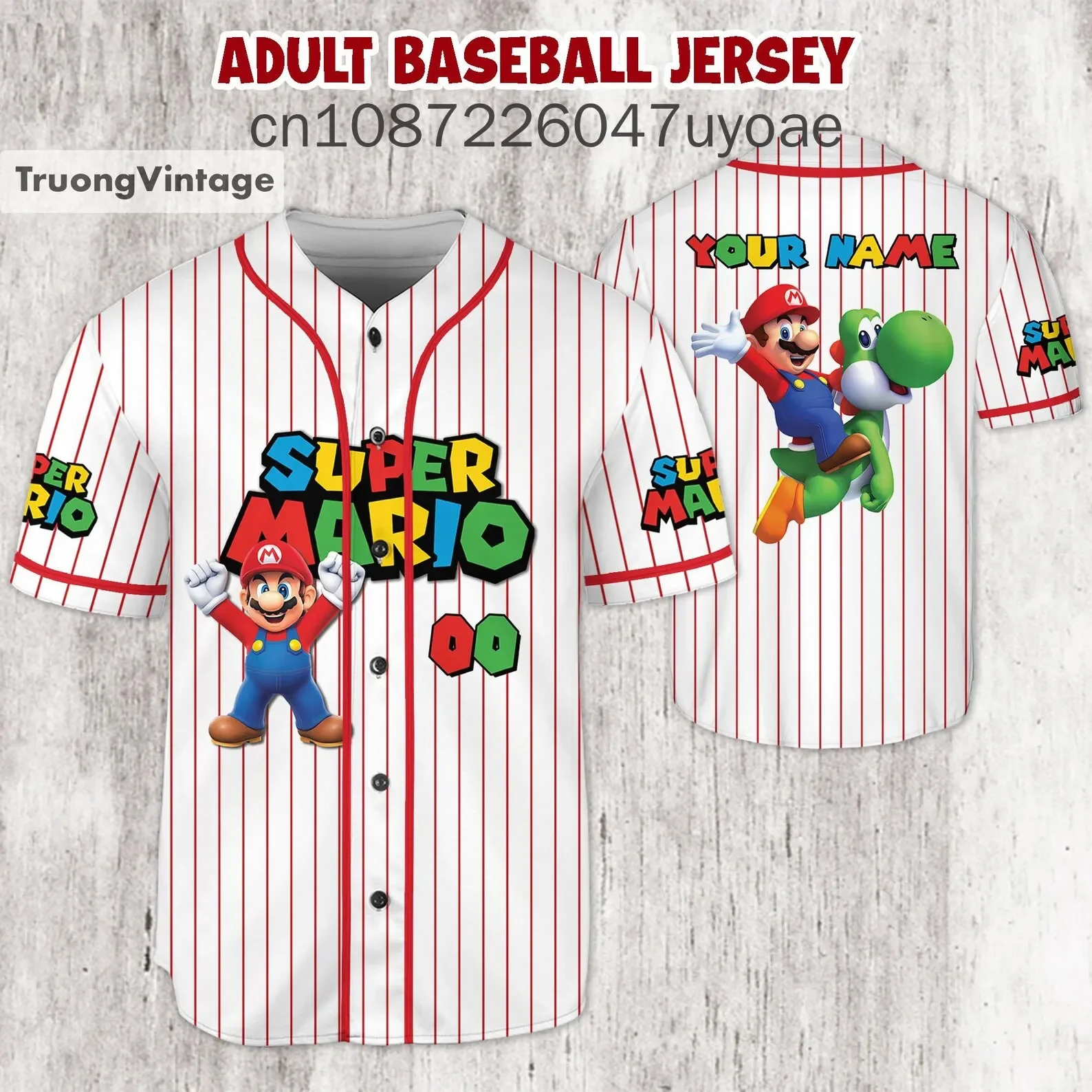 ใหม่ที่กําหนดเองชื่อ Super Mario เสื้อเบสบอลฤดูร้อนผู้ชายและผู้หญิงเด็กเสื้อยืดแขนสั้น