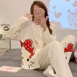 Hello Kitty Cinnamoroll My melody fashion pajamas for women spring and autumn long-sleeved cotton Japanese cute new home clothes