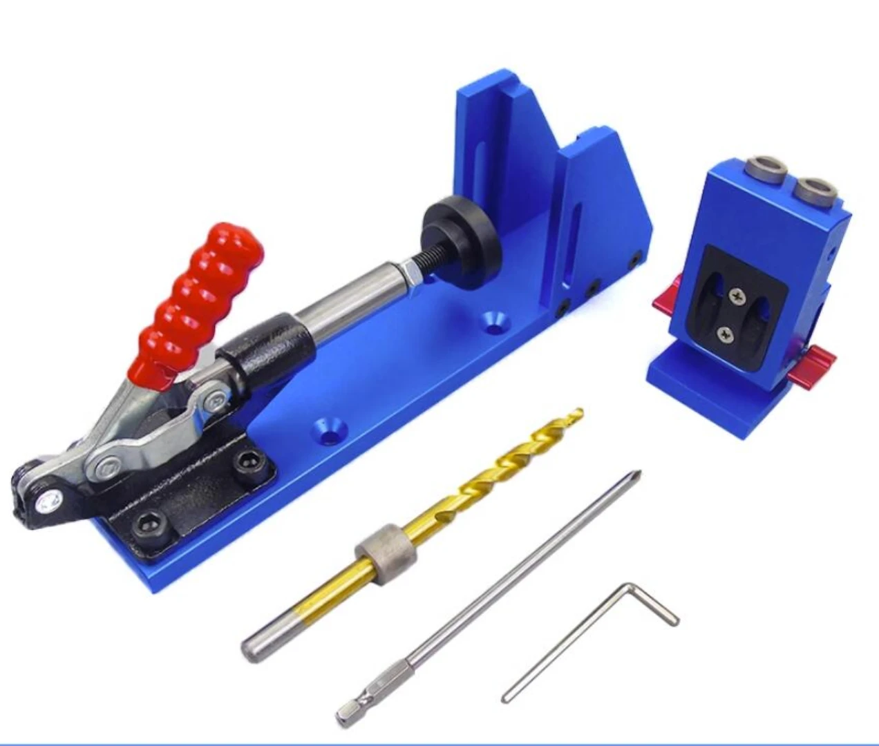 

Pocket Hole Jig Woodworking Guide Repair Carpenter Kit System With Toggle Clamp and 9.5mm 3/8" inch Step Drill Bit