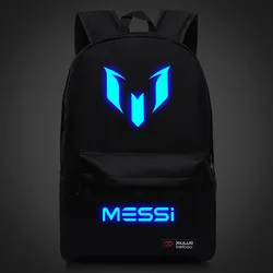 Mochila De Fútbol Messi luminosa para hombre y mujer, morral de hombro para ordenador portátil con impresión 3D para adolescentes, mochilas escolares ligeras para estudiantes de secundaria, 2024