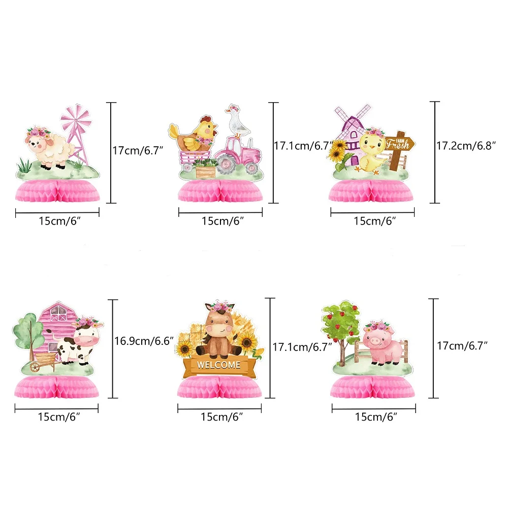 Farm Animals Honeycomb Centerpieces Barn Farm Cake Balls 3D Table Toppers Farm Birthday Baby Shower Party Supplies Decorations