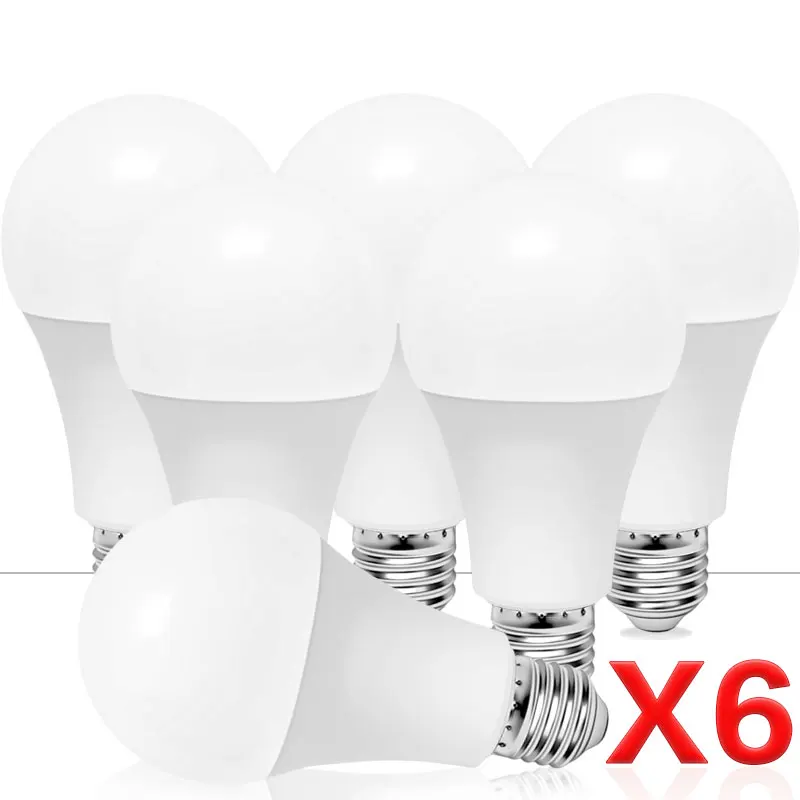 6-Pack E26/E27 หลอดไฟ LED 220V-240V SMD2835 High Lumen 2700K-6500K Multi-วัตต์ 3-20W ประหยัดพลังงาน Home Lighting (ผู้ขายที่ดีที่สุด)