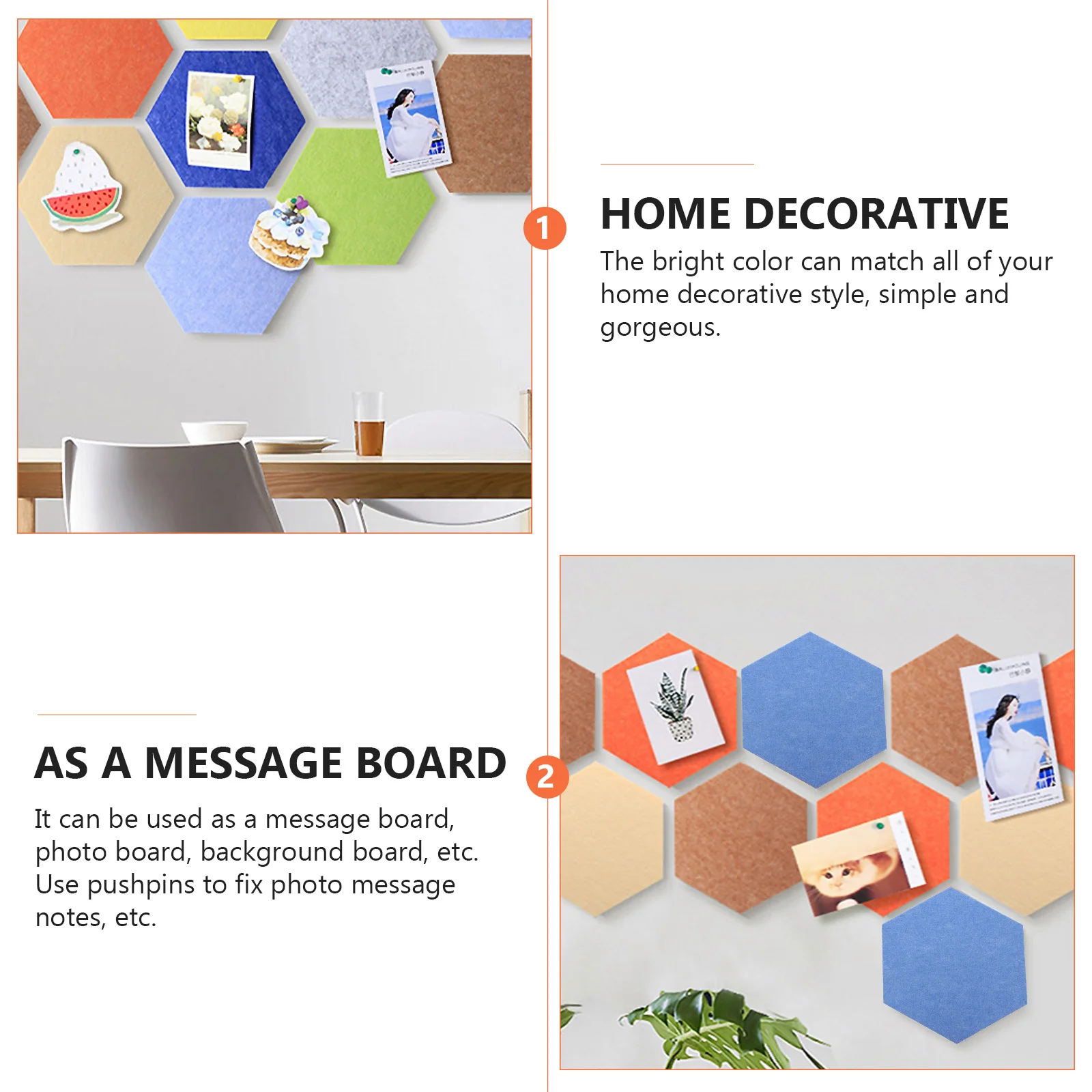 4pcs Colorful Felt Bulletin Board Wall Sticker For Home Notice Board Felt Pin Panel Diy Message Display Hexagon Panel