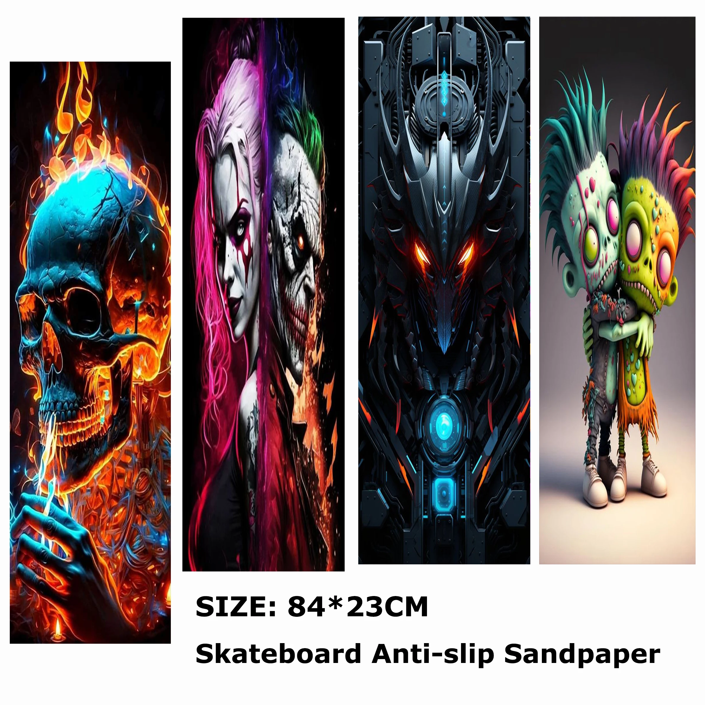 

Mecha skull comic pattern electric scooter anti-slip sticker sandpaper skateboard anti-slip tape sheet 84*23cm