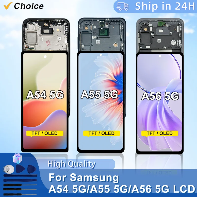 OLED For Samsung Galaxy A54 5G LCD SM-A546V Touch Screen For Galaxy A55 5G Display SM-A556V A56 5G Screen SM-A566V TFT Replace
