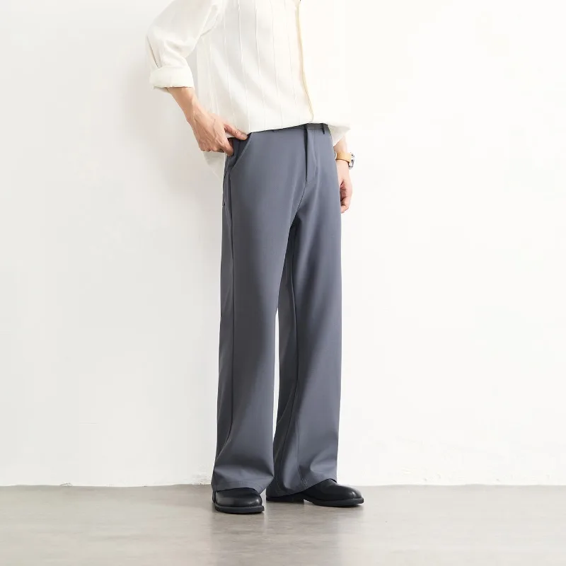Schwarze Business-Anzughose für Herren, schmal geschnitten, elastisch, bequem, locker, einfarbig, Büro-Freizeithose, Herrenbekleidung – Detail 5