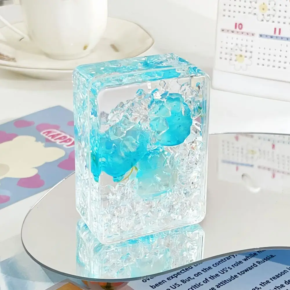 Ornamen Pasir Buah Transparan Bentuk Hati Infus dengan Ornamen Akrilik Minyak Ornamen Pasir Mengalir Minyak Lucu Persegi Panjang