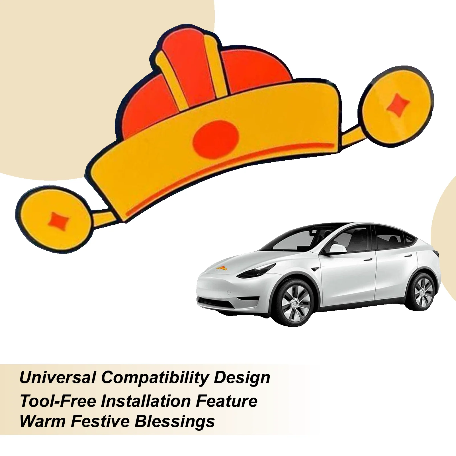For Tesla Model 3/y Christmas Hat Emblem Sticker Easy To Peel Waterproof Self-Adhesive Santa Hat Decal Holiday Supplies