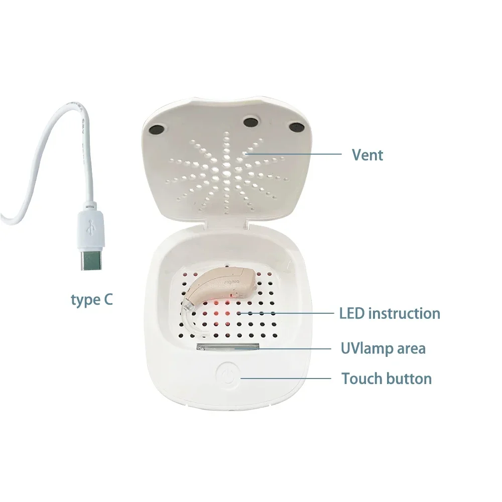 Hearing Aid Drying Box with Lamp Universal Electric Hearing aid Dryer UV Clean and Dry