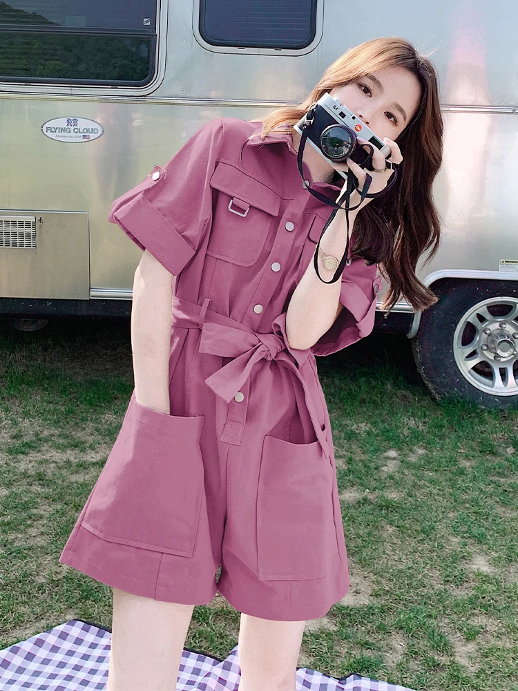 จั๊มสูทขายาวทรงตรงสำหรับผู้หญิง ผ้าบางหรือบางเฉียบ สไตล์ลำลอง เอวสูง แบบเกาหลี เหมาะสำหรับใส่ไปทำงาน สีพื้นเรียบง่าย