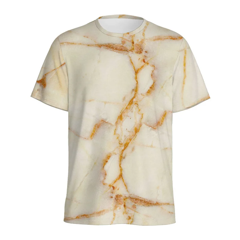 Unique Design Marble Graphic T-shirt Men Fashion 3D Printed T Shirt Summer Casual Short Sleeves Street Round Neck Tee Shirt