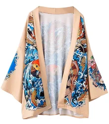 Handsome Chinese Dragon Totem Print Men's Kimono Cardigan Daily Casual Men's Tops Large Size Comfortable Japanese Kimono