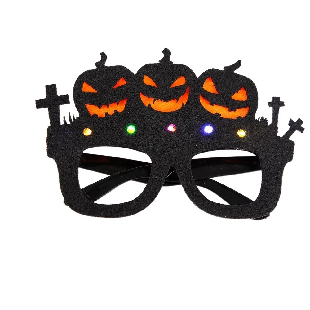 

Shiny Felt Pumpkin Glasses Plastic LED Halloween Luminous Glasses Moon Ghost Halloween Eyewear Frame Gift