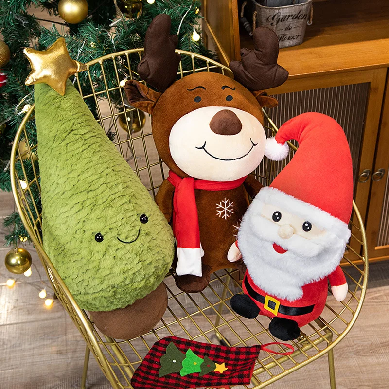 22CM Cute Cartoon Christmas Tree Santa Claus Elk Plush Toys Stuffed Festival Xmas Gifts For Children Kids Girls Doll Party Decor