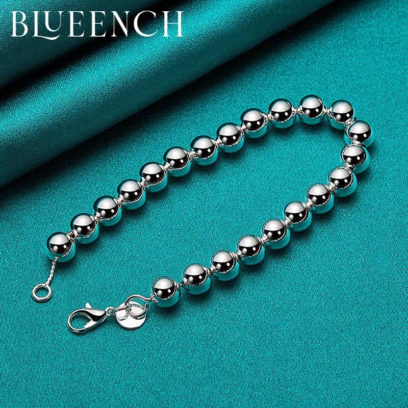 Blueench 925 Sterling Silver Ball Bracelet Women's Wedding Party Couple Fashion Charm Jewelry