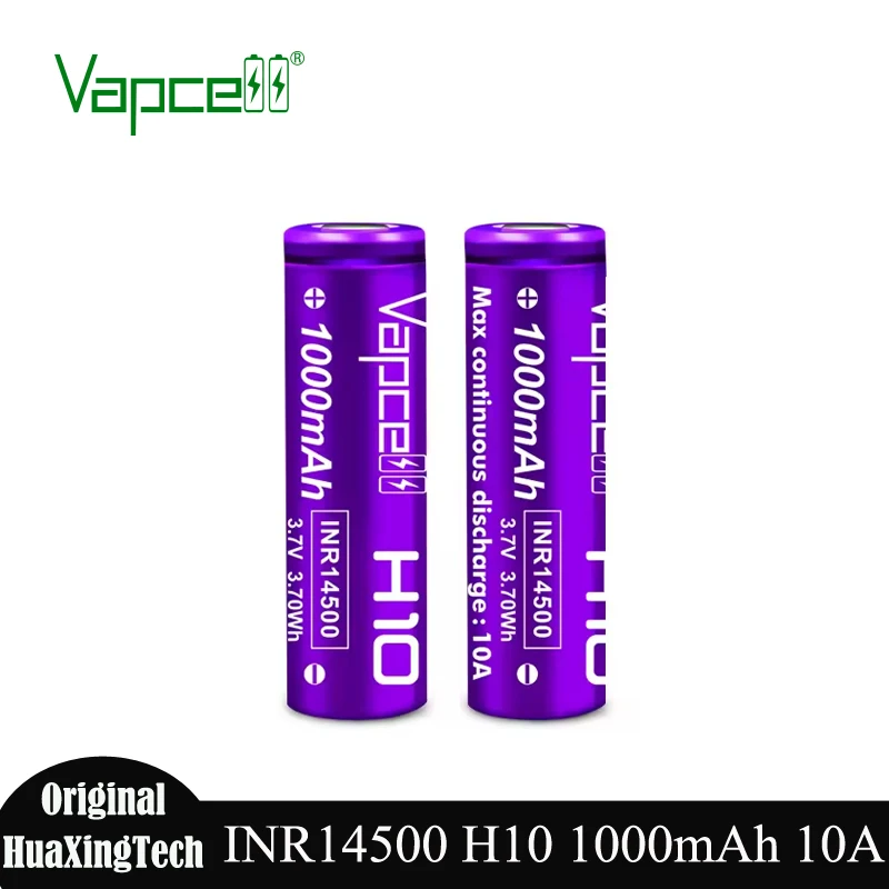 New Release Vapcell 14500 Battery H10 1000mah CDR 10A 3.7V High Drian INR14500 Rechargeable Batteries Cell for Children Toy