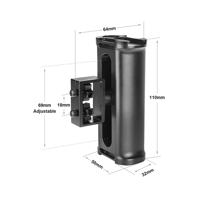 Impugnatura in alluminio CAMVATE su entrambi i lati con attacco per pattino e attacco per viti a testa zigrinata da 1/4 "per impianto di perforazione per gabbia per fotocamera DSLR/supporto per spalla
