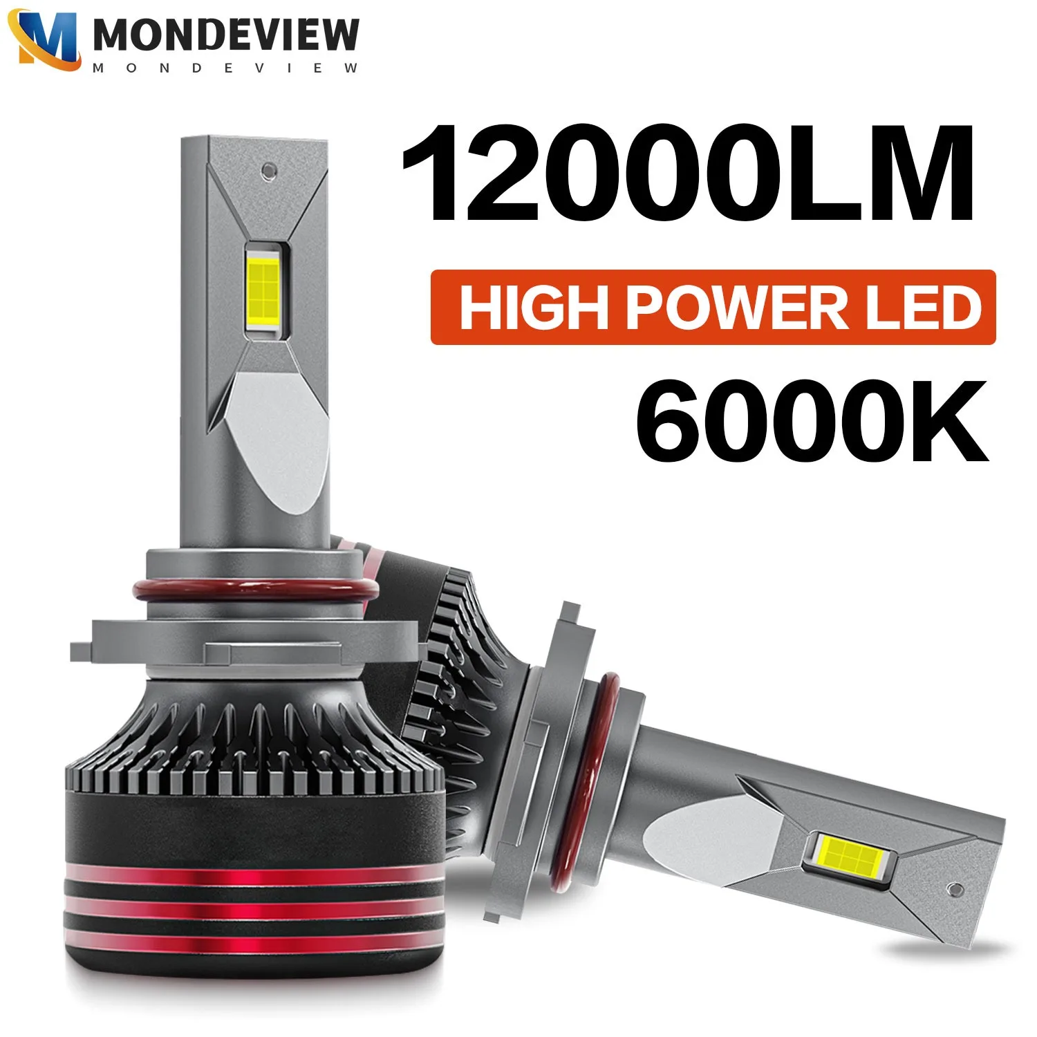 

MONDEVIEW 2pcs M8 12000LM 120W Long-lasting Bright Headlights H1 H4 H7 H11 9005 9006 9012 LED High and Low Beam Integrated Bulb