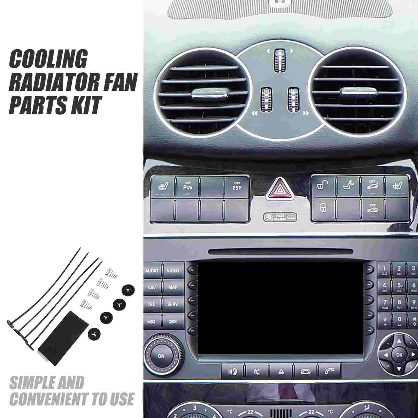 Car Modification Fan Gadgets Installation Hardware Auto Cooling Parts Accessory Fitting Radiator Kit Stainless Steel