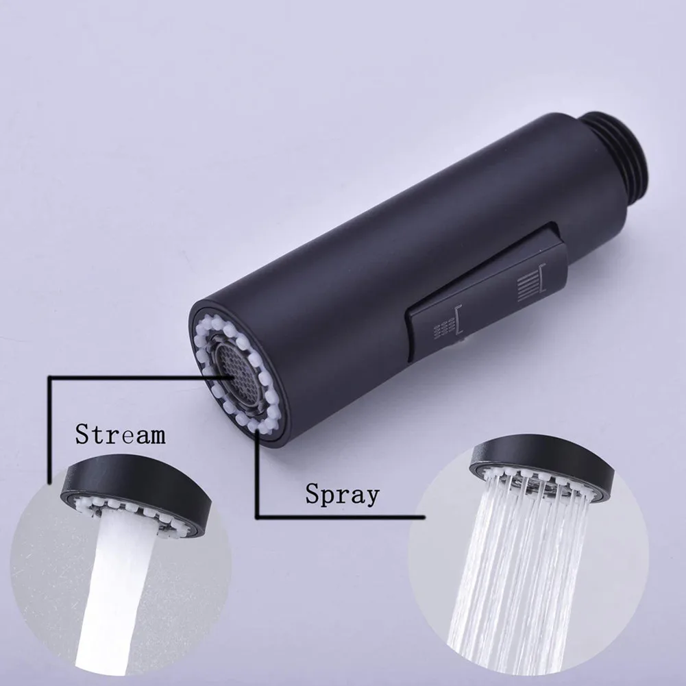 Kitchen Sink Pull-Out Rain Shower Head Set Kitchen Spare Replacement Faucet Sprayer Black Standard G1/2 Male Connector