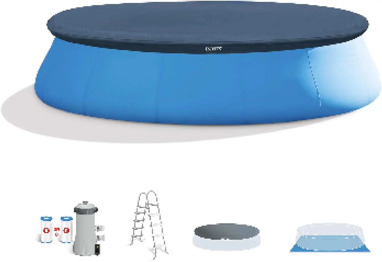 28167EH Easy Set Inflatable  Pool Set: 15ft x 48in – Includes 1000  Cartridge Filter Pump – Removable Ladder – Pool Cover