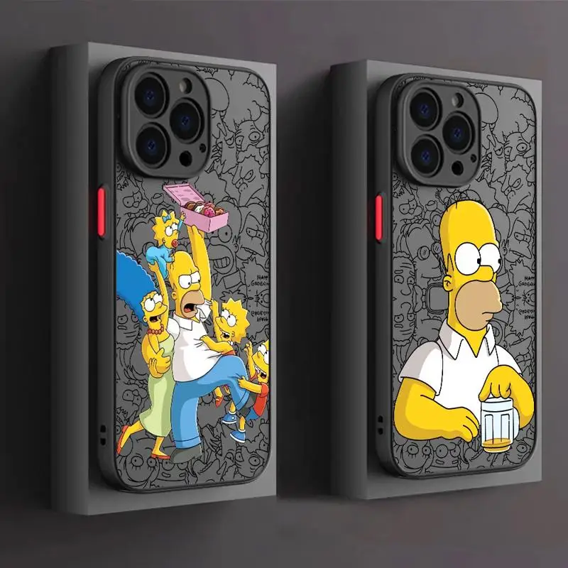 Matte Case For Apple iPhone 11 15 14 Pro Max 13 12 Mini 7 8 Plus XR X XS SE 6 6S Phone Cover Funny Cartoon Homer Simpson Family